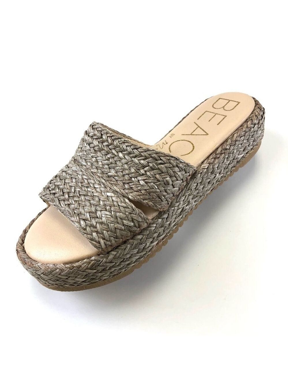Beach by Matisse Layback taupe woven platform slide sandals Size 9 NEW